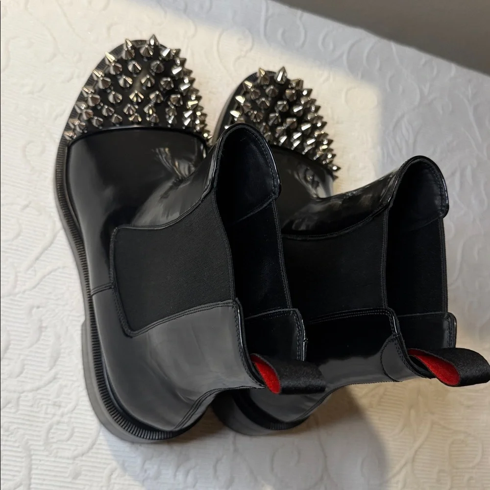 Christian Louboutin Melon Spike Chelsea Black Studded Boots - Picture 13 of 17